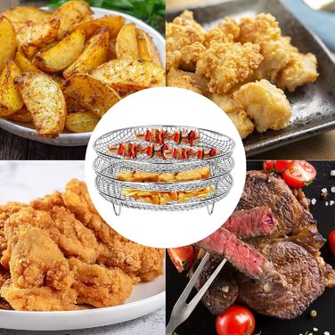 Стійка для фритюрниці Swsdee, кругла тришарова стійка для дегідратора для фритюрниці, 304 Аксесуари для стійки для дегідратора з нержавіючої сталі, підходить для фритюрниць 4.2QT-5.8QT