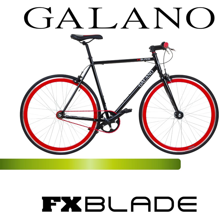 Велосипед Galano Blade Fixie для чоловіків та жінок, зріст 165-195 см, ретро-велосипед з однією швидкістю, 28-дюймові колеса, різні розміри, міські велосипеди з фліп-флоп втулкою, шосейний велосипед, міський велосипед, чорний/червоний, 53 см