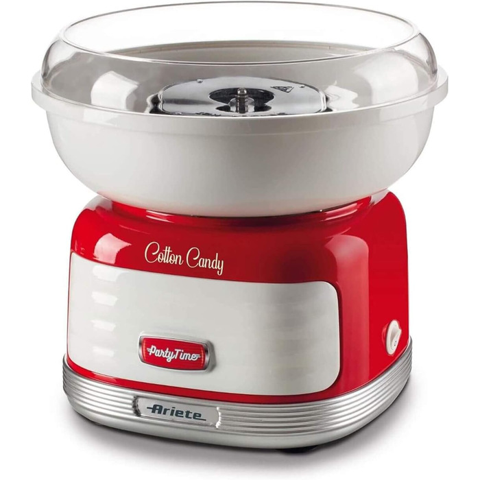 Машина для виробництва солодкої вати Ariete Party Time 2973, Для солодкої вати з цукрового піску або для твердих карамельок, включаючи дозатор і 4 ковпачки, 450 Вт, Червона