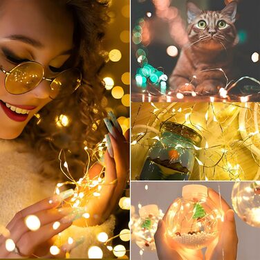 Світлодіодні гірлянди прикраса батареї на Різдво, вечірка, міні світлодіодні гірлянди з батареєю CR2032, 2M теплий білий мідний др