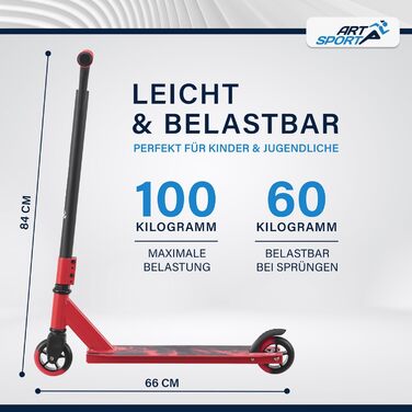 Трюковий самокат ArtSport з керуванням на 360, кулькові підшипники ABEC 9, 100 мм PU колеса та клейка стрічка, веселий самокат для