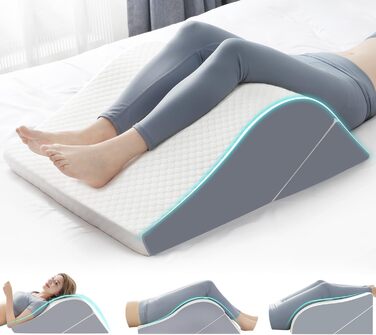 Клиноподібні подушки для ніг для сну, клиноподібні подушки для ніг після операції з ендопротезування коліна, клиноподібні подушки для ніг для підняття, щоб зменшити набряк та покращити кровообіг, регульована висота 3-в-1 пінопластова подушка-клин, білий к