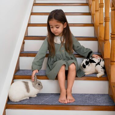 Нековзні сходинки для дерев&39яних сходинок, 20 x 76 см, нековзні сходинки для використання всередині приміщень, килимові сходинки із самоклеючою основою, знімні та придатні для прання в пральній машині, світло-сірий візерунок 7