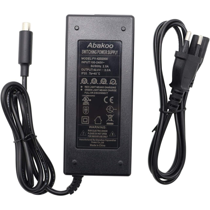 Зарядний пристрій Abakoo 42V 2A для велосипедів 36V, змінний зарядний пристрій для електровелосипедів Xiaomi 2 Wheels із самобалансуванням, розумний зарядний пристрій для літієвих акумуляторів для самокатів M365 Pedelec - RCA 8MM