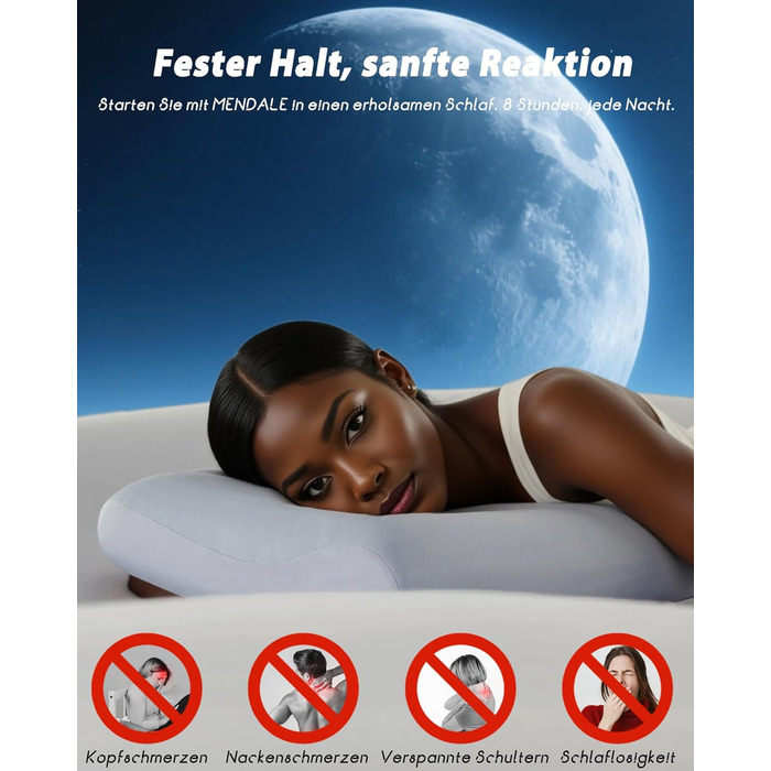 Подушка з піни з ефектом пам&39яті - Ергономічна подушка для шиї, подушка для голови для полегшення болю в шиї - Дихаюча та гіпоалергенна для всіх положень сну - 42x70x8 см Синього кольору