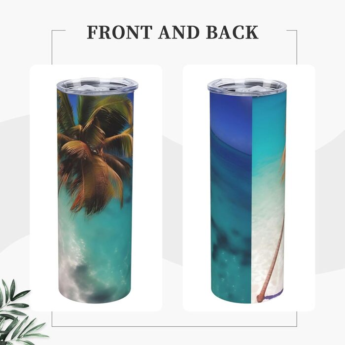 Кухоль з прямою трубочкою, дизайн Карибських островів, дорожній кухоль, підходить для кемпінгу, офісу та дому, 590 мл