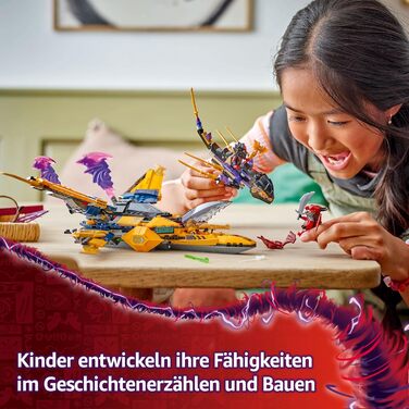 Суперштормовий літальний апарат Ра та Арін - Іграшка з дроном, шутерами, лезами та двигунами - Включає 3 мініфігурки для рольової гри ніндзя - Конструктор для хлопчиків та дівчаток віком від 8 років 71833