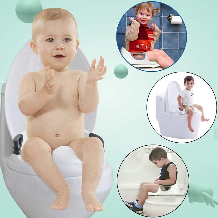 Дитяче сидіння для унітазу, для хлопчиків і дівчаток, приблизно від 12 місяців до 7 років, з бічними ручками, з захистом від бризо