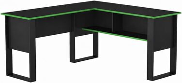 Геймерський стіл Homidea Arena L-подібної форми, кутовий стіл для геймерів та домашнього офісу, великий комп&39ютерний стіл, сучасний дизайн (чорний/зелений) чорний/зелений