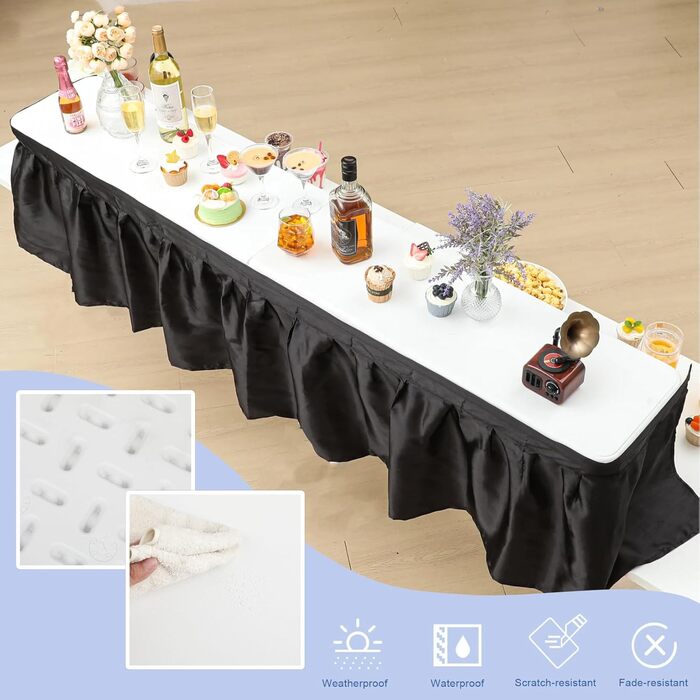 Столи для стояння, барні підставки з спідницею, мобільний розкладний стіл, складаний, портативний, для банкетів, заходів, дому, вечірок, пікніків, ресторанів (стіл не входить до комплекту), білий, 1,8 м білий/розкішний сад 6 футів