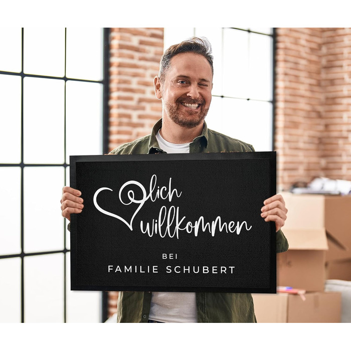 Персоналізований килимок для привітання до 120 см - Персоналізований килимок для привітання родини, тонкий гумовий килимок, подарунок на замовлення (60x40 см) 40 x 60 см (прямокутний)