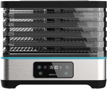Сушарка для їжі Cecotec VitaDry Pro. 300 Вт, дегідратор для фруктів з 5 регульованими по висоті лотками, цифровий дисплей, таймер від 30 хв до 48 годин, температура від 35-70, нержавіюча сталь