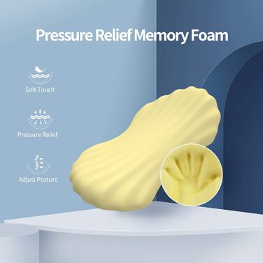 Регульована подушка для поперекової підтримки RESTCLOUD для сну, подушка для спини з піни з ефектом пам&39яті для полегшення болю в попереку, подушка для спини для сну, місячно-сірий колір. У комплекті 2 знімні накладки.