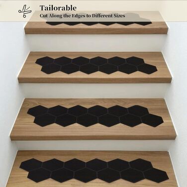 Сходинки для дерев&39яних сходів для приміщень, 20,3 x 76,2 см, чорні, 15 шт.