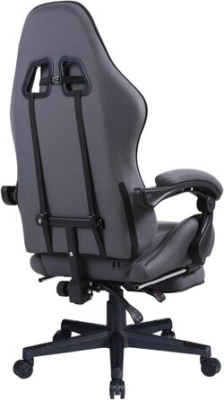 Геймерське крісло з підставкою для ніг мякі підлокітники регульована висота масажна подушка сірий