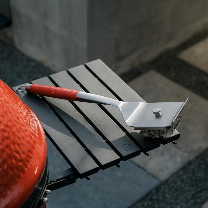 Щітка для гриля Kamado Joe Krafted без сталевих щетин зі скребком, ергономічна ручка 45,7 см, змінна головка, інструмент для чищення з нержавіючої сталі, підходить для посудомийки