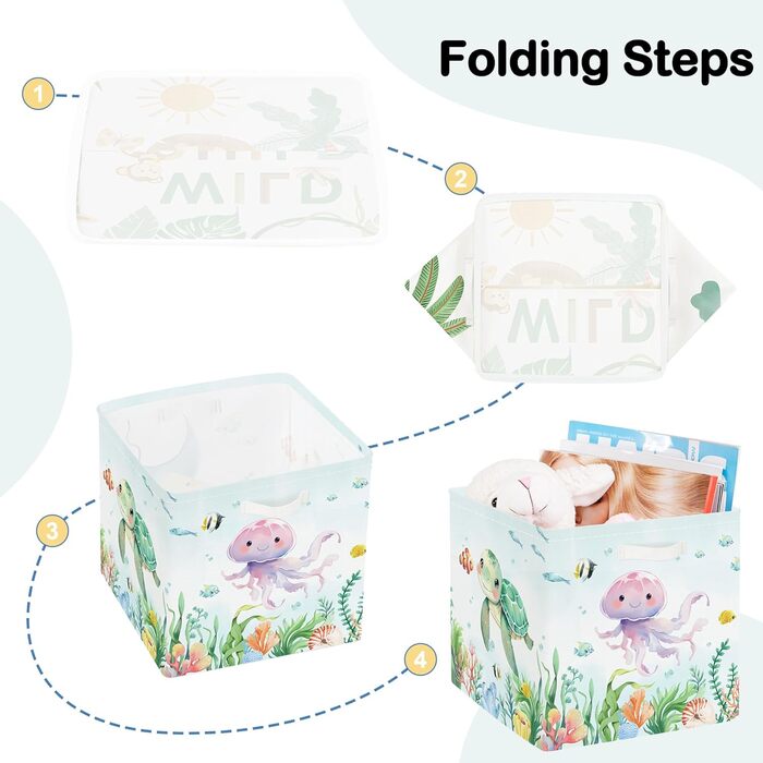 Коробка для зберігання 30 см, 3 шт. и, кошик для зберігання морських тварин, дитячий складний куб-органайзер для зберігання океанічних акул, черепах, іграшок, книг, одягу, медуз
