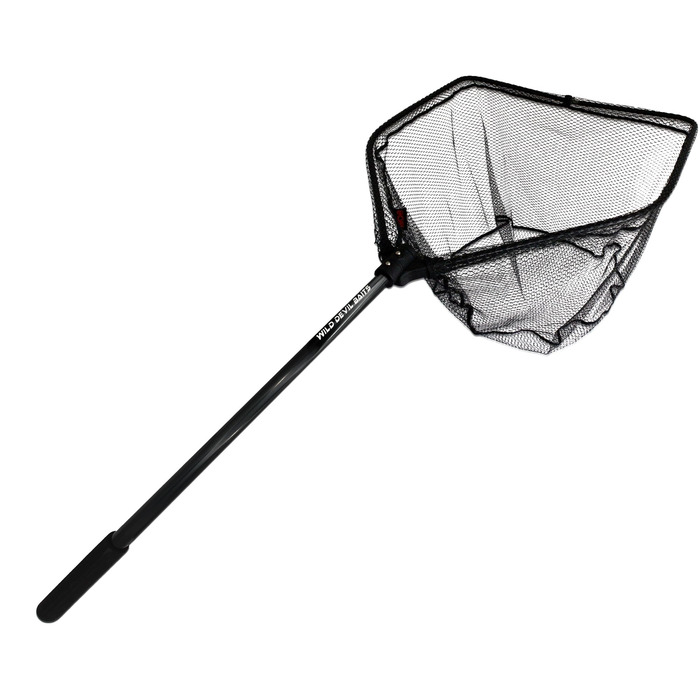 Підсак Angel-Berger Wild Devil Baits Predator, складний, гумований, підсак для великої риби, підсак для човна, рибальська сітка XL / 80x70 см