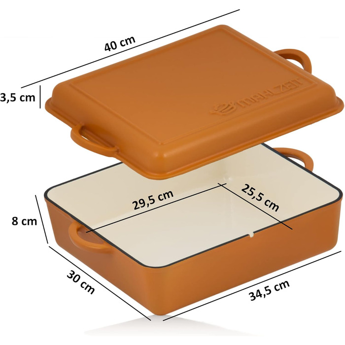 Чавунна емальована жаровня Mahlzeit 10,5 л Сонячний апельсин жаровня 2 в 1 зі сковородою жаровня з кришкою, безпечна для духовки,
