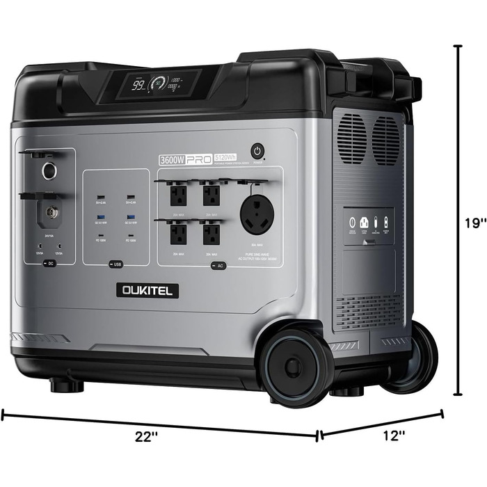 Портативна електростанція OUKITEL P5000 Pro 4000 Вт з 4 сонячними панелями по 200 Вт, сонячним генератором 5120 Втгод, акумулятором LiFePO4, повною зарядкою за 1,5 години, 15 виходами, додатком, портативна електростанція для кемпінгу, подорожей, дому P500