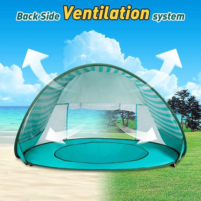 Дитячий розкладний пляжний намет, портативний дитячий пляжний намет з міні-басейном, сонцезахисний намет із захистом від ультрафіолету для малюків, пляжний намет для пікніка (зелений)