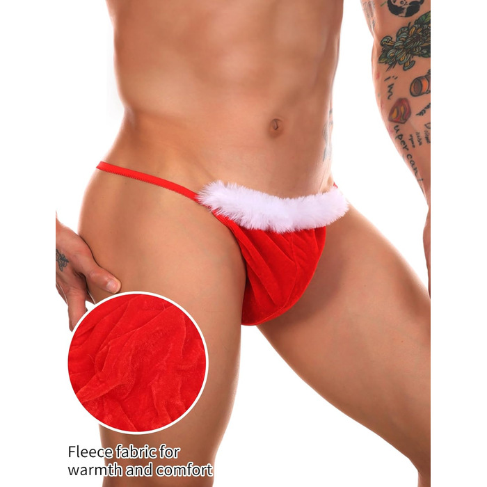 Різдвяна нижня білизна чоловіча сексуальна стрінги з Т-подібним зворотом чоловіча білизна сіссі з відкритою промежиною сліп різдвяна нижня білизна гей нижня білизна кумедні міні-стринги один розмір червоний один розмір