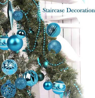 Набір різдвяних прикрас для ялинк 100 шт бірюзові Ywlake