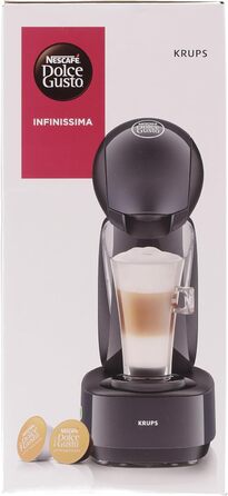 Кавова капсульна машина Krups KP173B Nescaf Dolce Gusto InfinissimaГарячі та холодні напоїТиск насоса 15 барРучне дозування водиРезервуар для води 1,2 лАвтоматичне вимкнення1500 Вт 30,5x18x40 см, космічний сірий космічний сингл