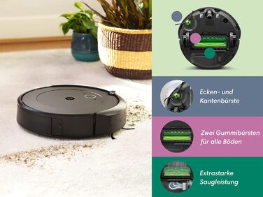Робот-пилосос iRobot Roomba i1152, з підтримкою WLAN, з двома гумовими щітками для всіх підлог, індивідуальні пропозиції через дод