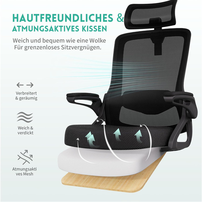 Ергономічне офісне крісло Storeo Imp, велике, сітка / тканина, чорне