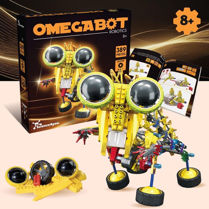 Робототехнічний конструктор Science4you Omegabot Створи свій ходячий робот, STEM-набір з 389 деталей, навчальна гра для дітей 8, 9, 10 років