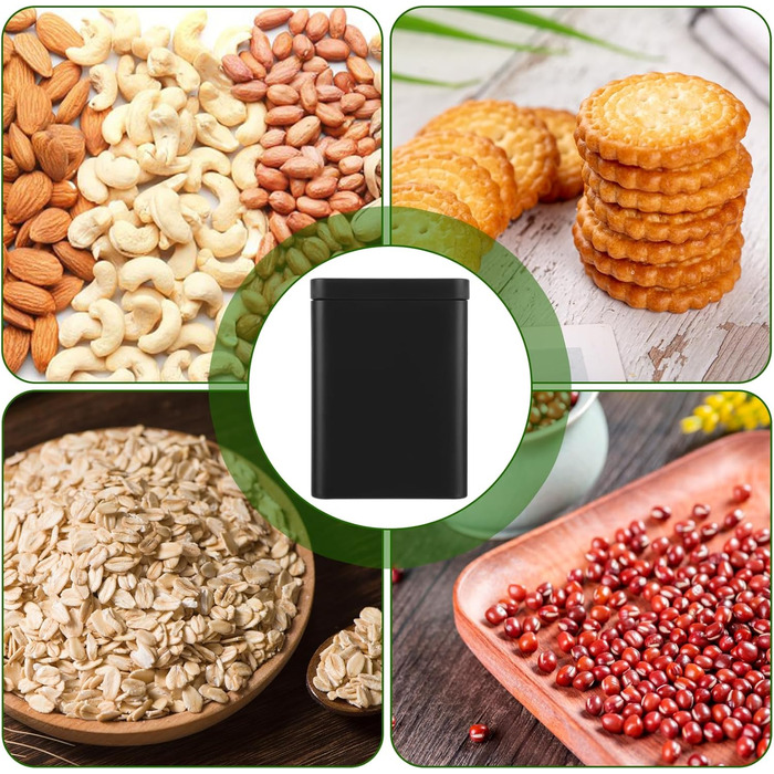 Чайні банки SHUESS, 15 шт. , для розсипного чаю, 100-250 г квадратна металева чайна банка, сірого кольору, 8x8x11 см, герметична та штабельована для зберігання розсипного чаю, кави та спецій елегантні банки для зберігання, матовий дизайн