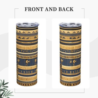 Кухоль з прямою трубочкою, єгипетські фараонські фрески, друк, дорожній кухоль, підходить для кемпінгу, офісу та дому, 590 мл