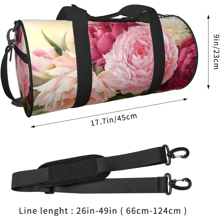 Дорожня сумка-циліндр, принт півонія, квіти, бутон. Спортивна сумка для чоловіків та жінок, сумка для подорожей, спортивна сумка