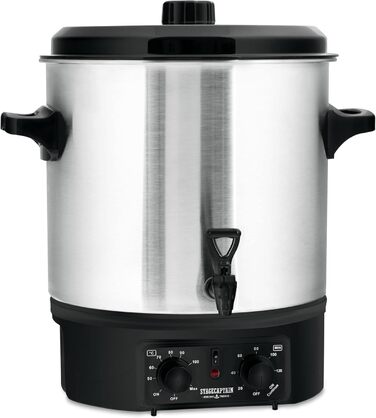 Глінтвейн Stagecaptain GWK-27A - Машина для консервації на 27 літрів - 2000 Вт - Матова нержавіюча сталь - Просте управління (температура та таймер) - Автоматичне вимкнення - Срібло