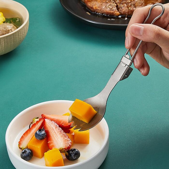 Кемпінговий набір столових приборів Виделка ложка палички металевий посуд складний посуд столові прилади для пікніків походи на пр