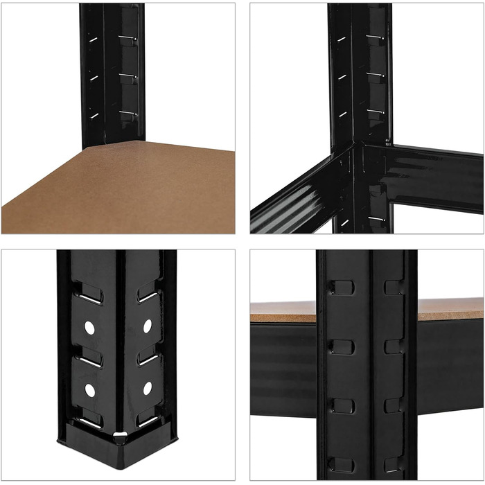 Полиця для зберігання Relaxdays для важких умов експлуатації, 5 ярусів, ВШХ 180x70x30 см, вантажопідйомність 500 кг, сталь, чорна