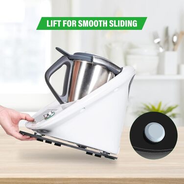 Розсувна дошка для Thermomix TM5/TM6, акрилова ковзаюча дошка преміум-класу, рухома та надійна підставка без зусиль (чорна)