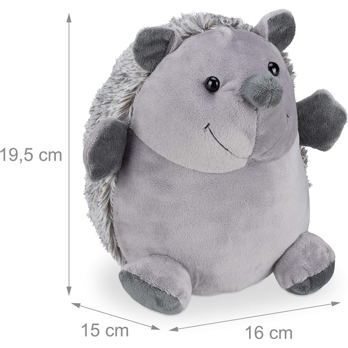 Їжачок Relaxdays, тканинний, для підлоги, всередині, декоративний обмежувач дверей у вигляді тварини, висота 19,5 см, м'який, важк