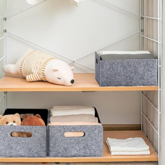 Набір кошиків з фетру JMIATRY, 6 предметів, 325x15 см, коробка для зберігання з фетру, сірий фетр, для полиць, шаф, офісу