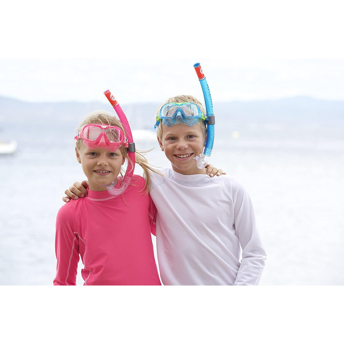 Маска для дайвінгу трубка для дайвінгу, водних видів спорту та снорклінгу для дітей віком від 4 років із захистом від ультрафіолету, один розмір, синій/помаранчевий