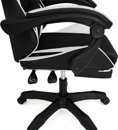 Регульоване ігрове крісло Alex з підніжкою, подушками для голови та попереку, чорно-біле