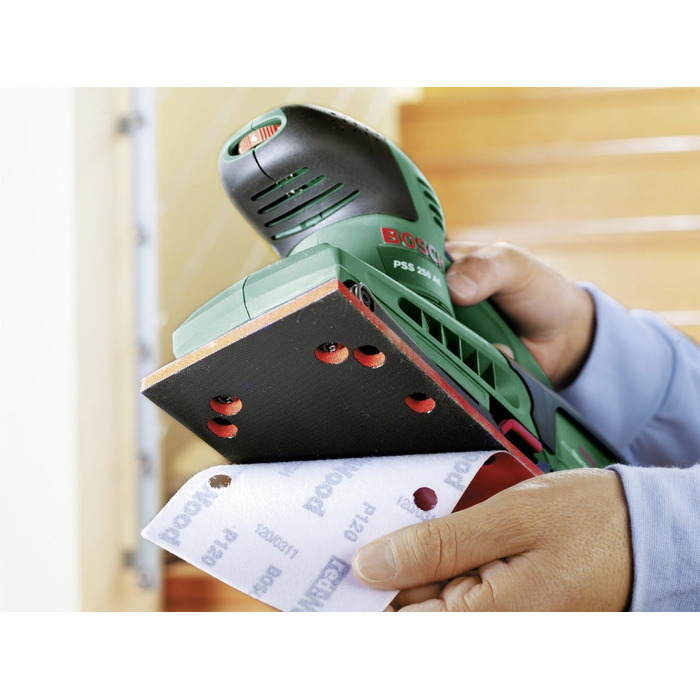 Дім і сад Bosch PSS 250 AE шліфувальна машина (250 Вт, коливальний контур 2 мм, шліфувальна поверхня 167 см2, в кейсі) PSS 250 AE