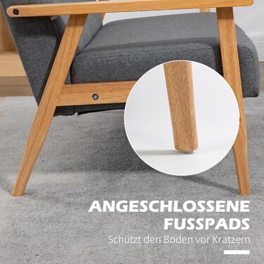 Місний диван HOMCOM, 154,5 см з підлокітниками, спинка, невеликий м&39який диван з лляним виглядом, дерев&39яні ніжки, м&39який диван-гостина для вітальні, спальні, темно-сірий 154,5Ш x 69,5Г x 73В см, 3-