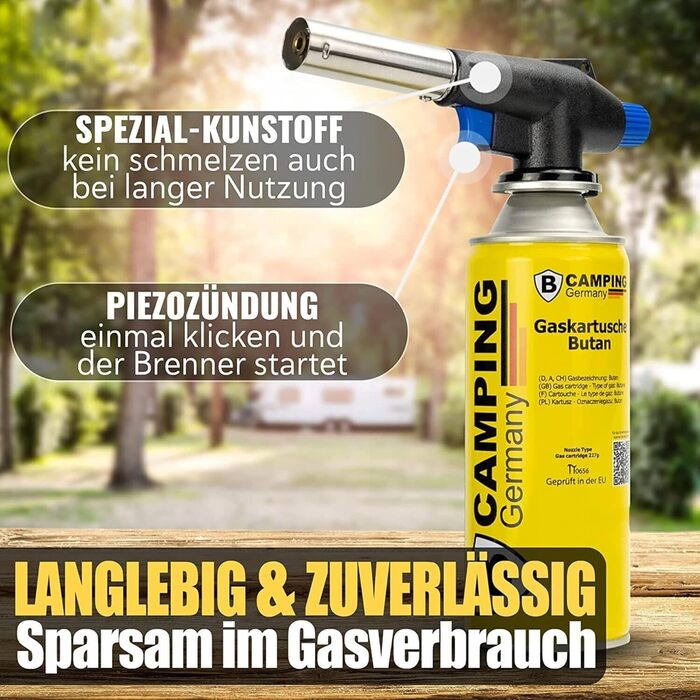 Газовий пальник MAGNUM з 8 картриджами по 227 г Зварювальний пальник, макс. температура 1300C Паяльна лампа з п&39єзорозпалом Кухонний пальник Бунзена