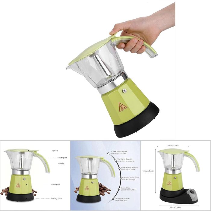 Електрична каструля для мока, авто, чайник, прикурювач, чайник, пляшка для чаю, кави, 850 мл, 24 В, розбірна конструкція (зелена)