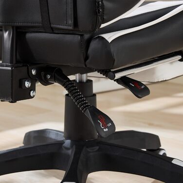 Ергономічне ігрове крісло в гоночному стилі, шкіряне офісне крісло з високою спинкою, регульоване по висоті робоче крісло з підставкою для ніг, підголівником та поперековою опорою для офісу та ігор (біле)