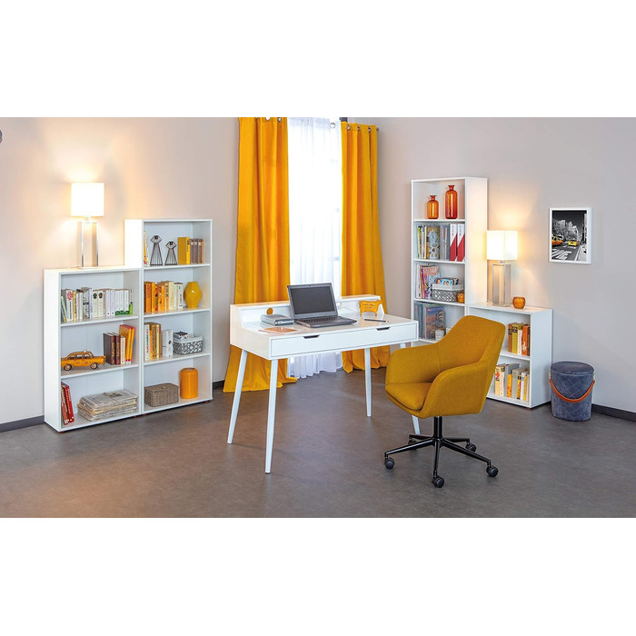 Книжкова полиця, Полиця стояча, 2 відділення, Полиці з регулюванням висоти, Дерев&39яна полиця, Вітальня, Кабінет, Офіс, Arco 1, Розміри в см Г 30 x Ш 60 x В 75, Колір Білий, 30 x 60 x 75 Білий