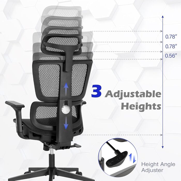 Ергономічне офісне крісло ALPHA HOME, стілець для роботи з підставкою для ніг, регульованою поперековою опорою та підголівником, дихаюче комп&39ютерне крісло з 3D-підлокітниками для дому, офісу, кабінету, 50x52x130 см