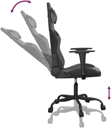 Ігрове крісло, чорно-сіра штучна шкіра, офісне крісло, ігрове крісло, обертове крісло, письмове крісло - 3143645